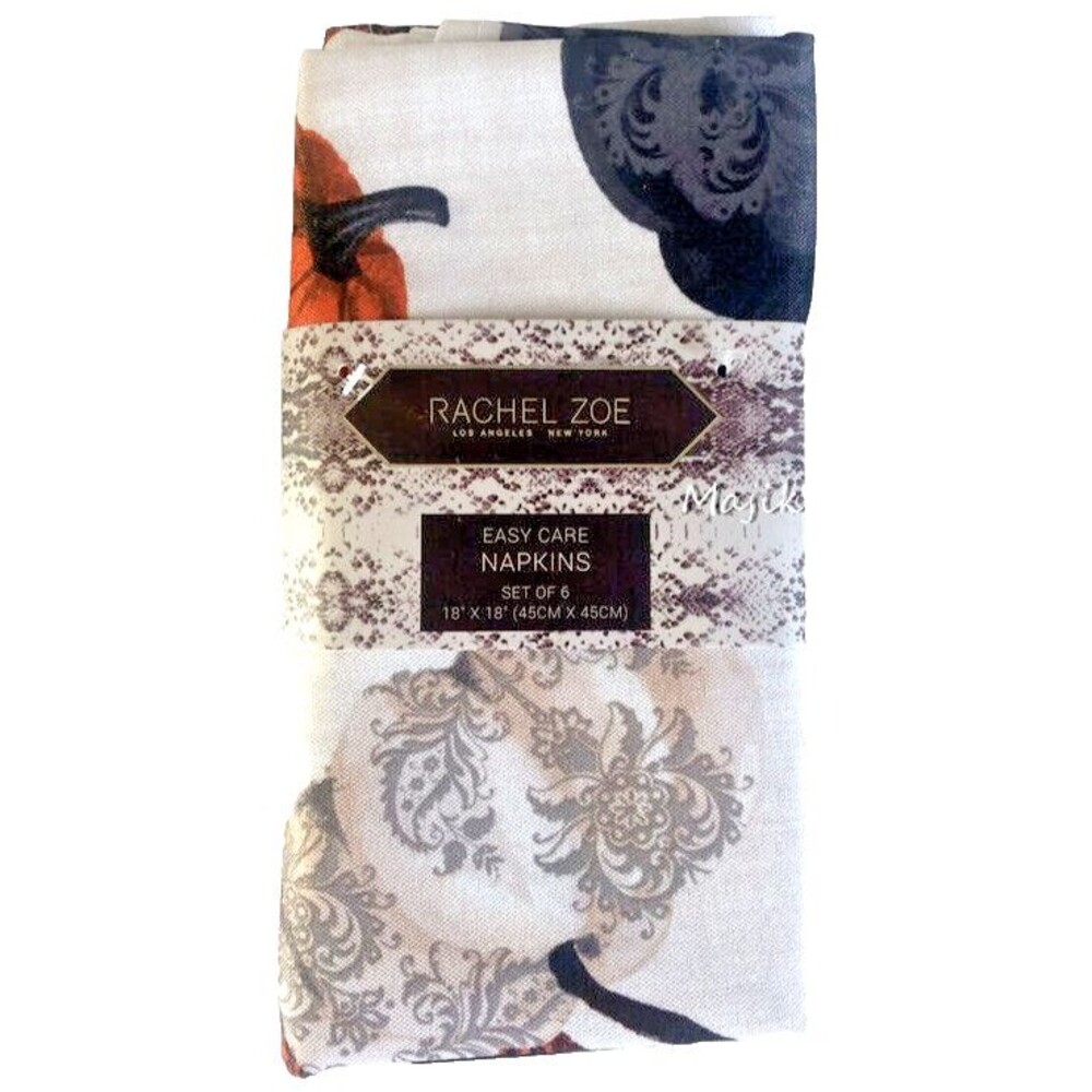 Rachel Zoe Halloween Pumpkins Napkins Easy Care Thanksgiving 18X18" Set Of 6